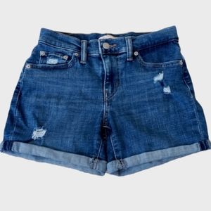 Levi Strauss Mid Length Stretch Denim Semi Distressed Shorts Size 25